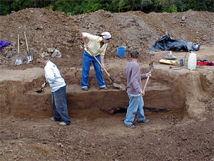 Crew excavating feature at the Visitor’s Center.