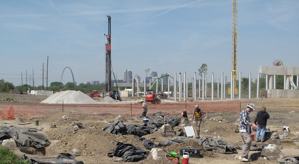 Fieldwork and construction at the East St. Louis site.