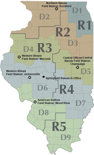 IDOT Regions and Districts map